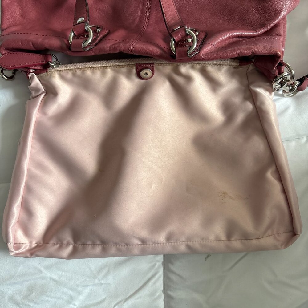 Coach Ashley Pleated Convertible Leather Satchel Mauve with Wallet - Picture 8 of 16